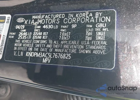 2020 Kia Sportage Lx from USA, damaged, VIN KNDPM3AC5L7676825